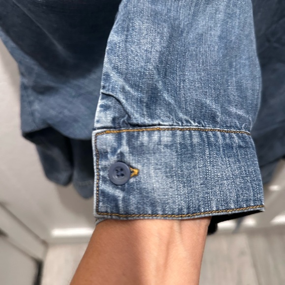 Side Stitch Los Angelos Blue Denim wrap Blouse - Picture 5 of 9